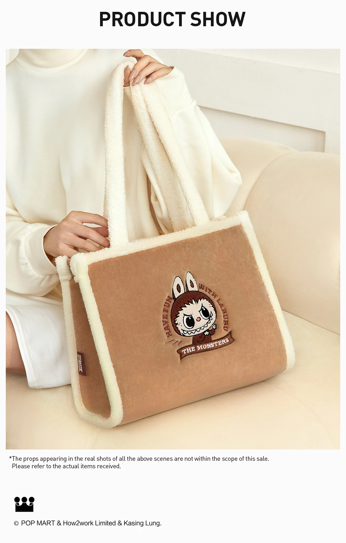 Classic Bag Series- LABUBU Plush Tote Bag (Brown) - Image 5